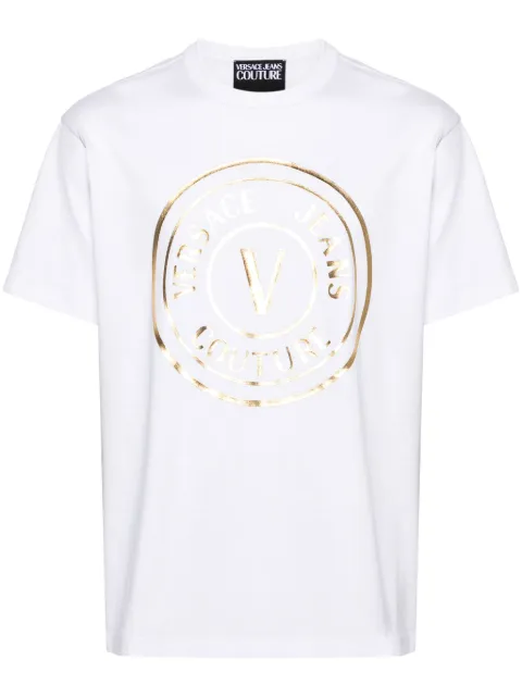 Versace Jeans Couture logo-print cotton T-shirt White 77GAHT01CJ00T