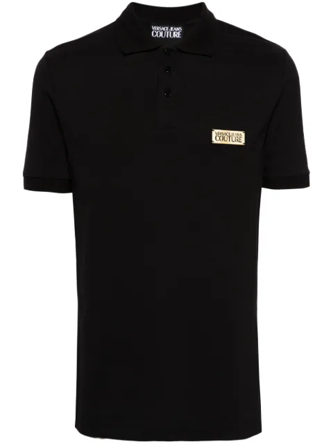 Versace Jeans Couture logo-plaque piqué polo shirt Black 77GAGT08CJ01T