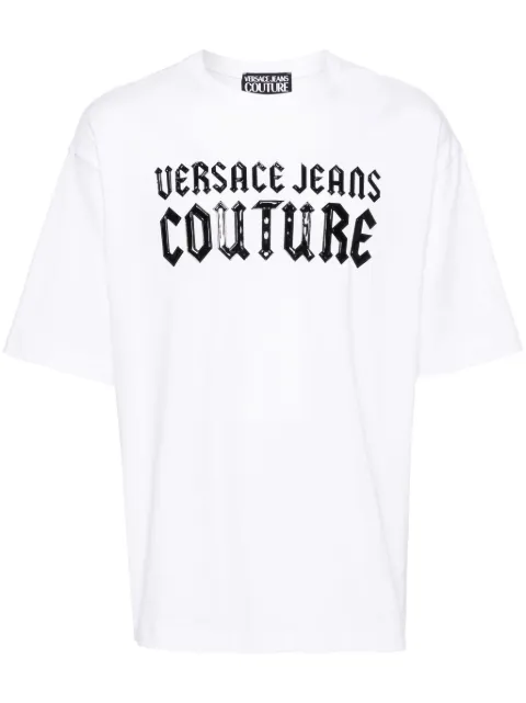 Versace Jeans Couture logo-embossed cotton T-shirt White 77GAHL02CJ01L
