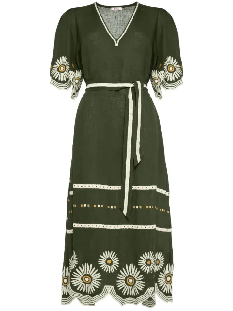 ERES Hortense floral-embroidered linen dress Green 202445