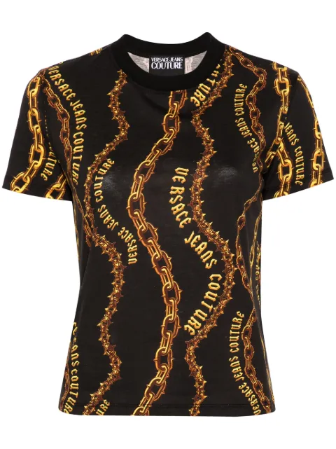 Versace Jeans Couture Chain Couture cotton T-shirt Black 77HAH613JS365