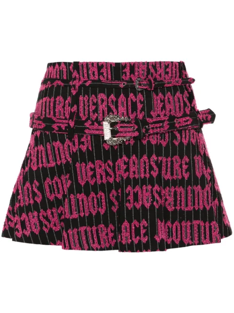 Versace Jeans Couture embroidered-logo pleated mini skirt Black 77HAE814N0358