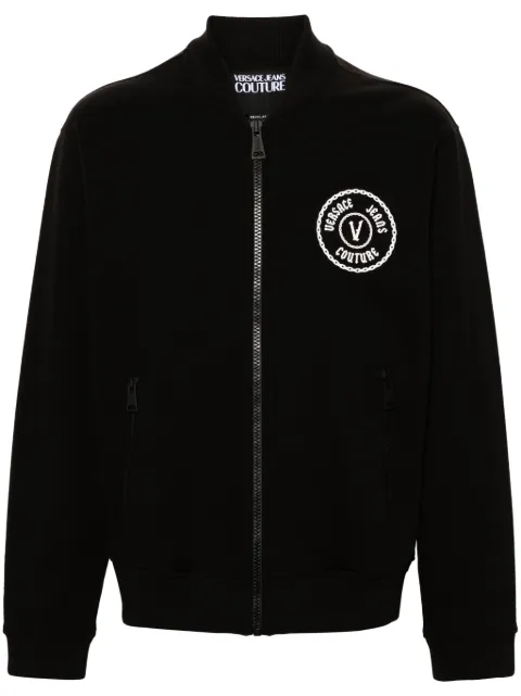 Versace Jeans Couture logo-print zip-up sweatshirt Black 77GAIT04CF00T