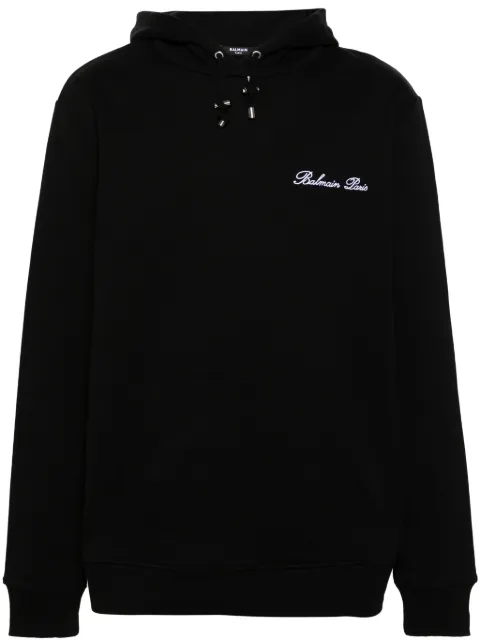 Balmain Balmain Signature cotton hoodie Black DH1JT047BC78