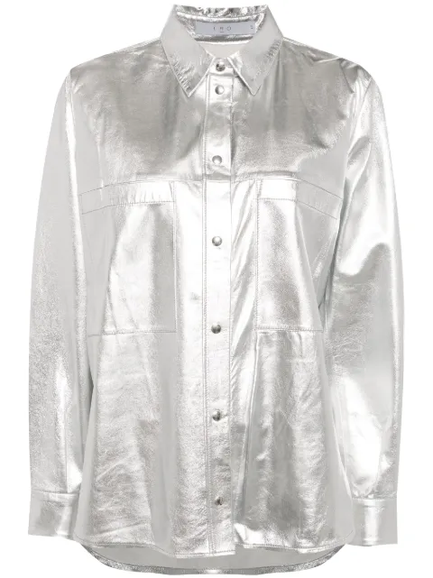 IRO Nazil leather overshirt Silver WP100NAZIL