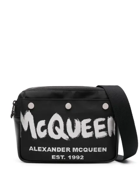Alexander McQueen logo-print messenger bag Black 7917721AAS3