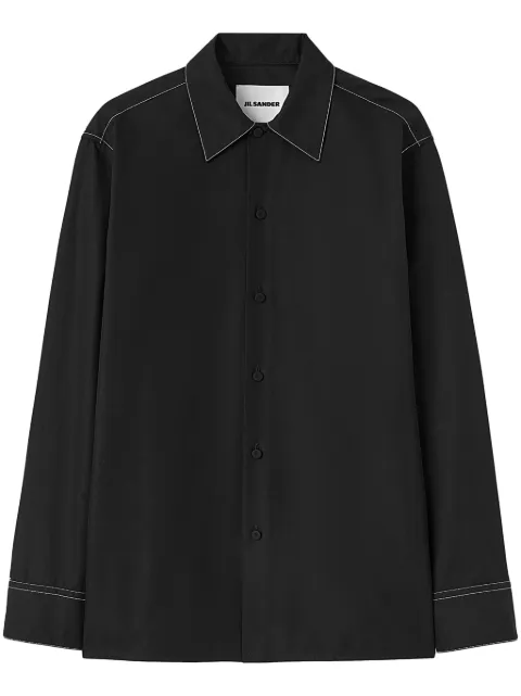Jil Sander long-sleeve contrast-stitching shirt Black J61DL0020J46192
