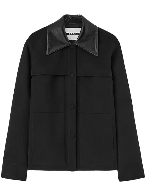 Jil Sander cutaway-collar wool shirt jacket Black J02BN0199J40035