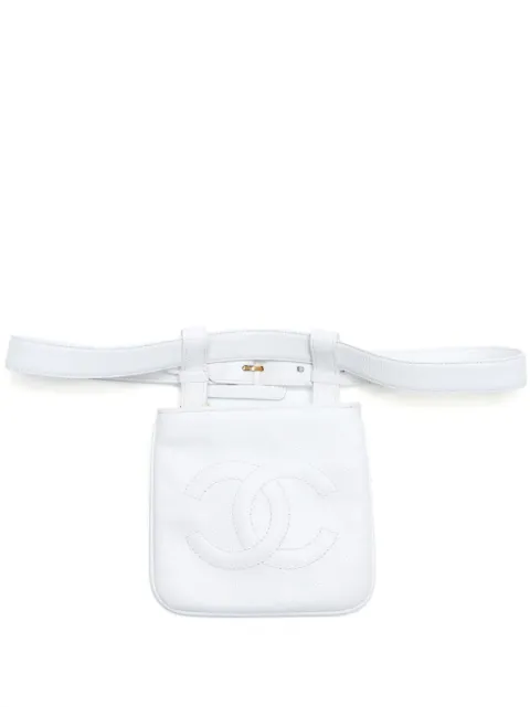 CHANEL Pre-Owned 1985-1993 CC leather belt bag White FF7714