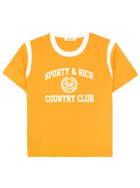Sporty & Rich Varsity Crest Sports cotton T-shirt Orange TO048S410VF