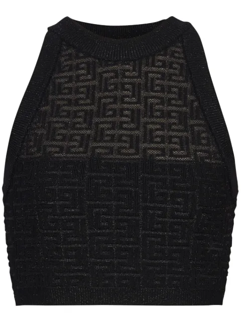 Balmain 4G halterneck knit top Black DF1AB026KG96