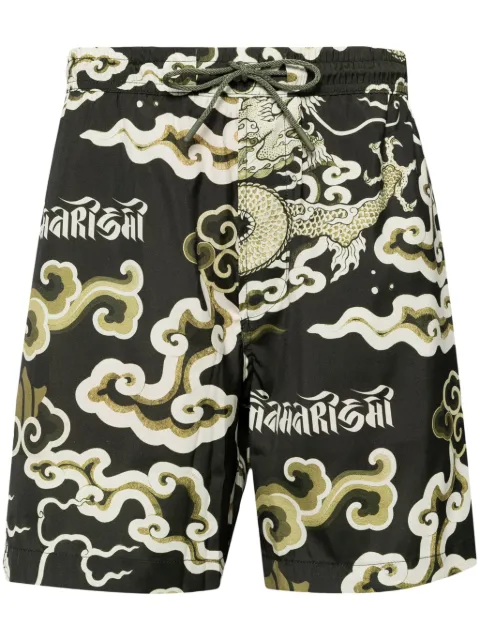 Maharishi Cloud Dragon-print swim shorts Green 1273CLOUDDRAGONOLV