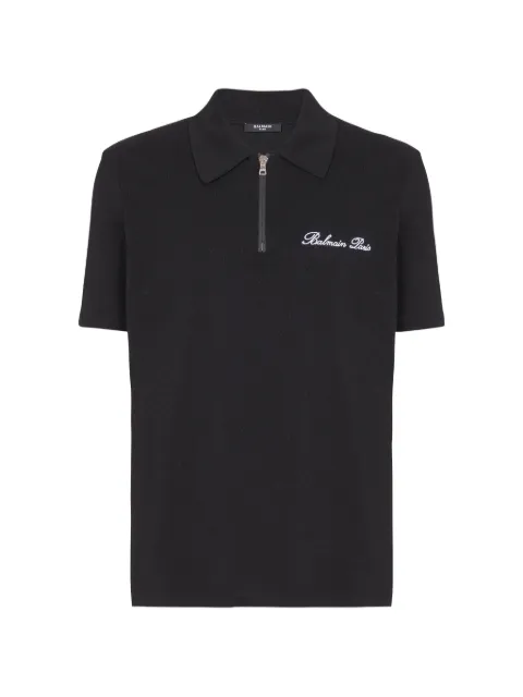 Balmain short-sleeved polo shirt with embroidery Black DH1GC028BC78