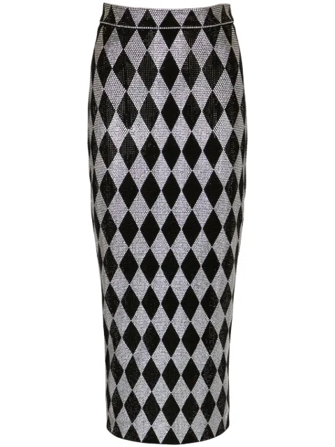 Balmain diamond rhinestone midi skirt Black DF1LD012PC42