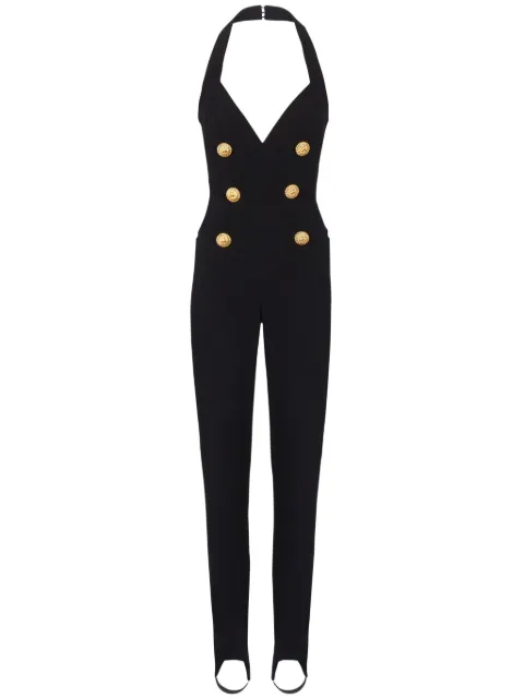 Balmain halterneck crepe jumpsuit Black DF1PW145VB00