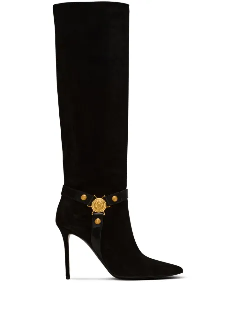 Balmain Eva 95mm suede biker boots Black DN1TA046LSOV