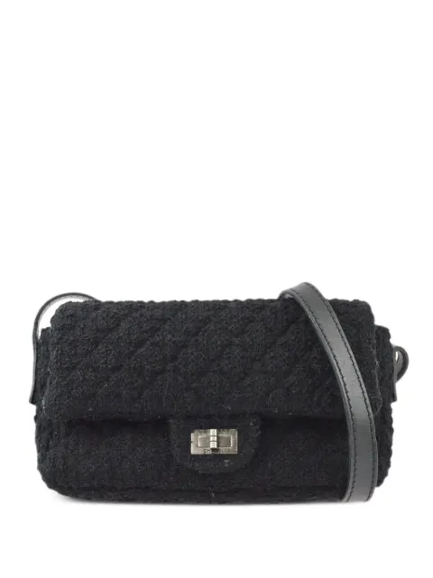 CHANEL Pre-Owned 2009 2.55 tweed shoulder bag Black 13105684