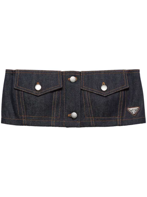 Prada denim strapless crop top Blue GFT027SOOO15C8