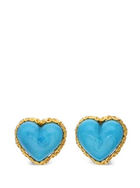 CHANEL Pre-Owned Gold Metal, Blue Gripoix Heart Earrings, 1993 Gold FCD2CFCD2C202405061