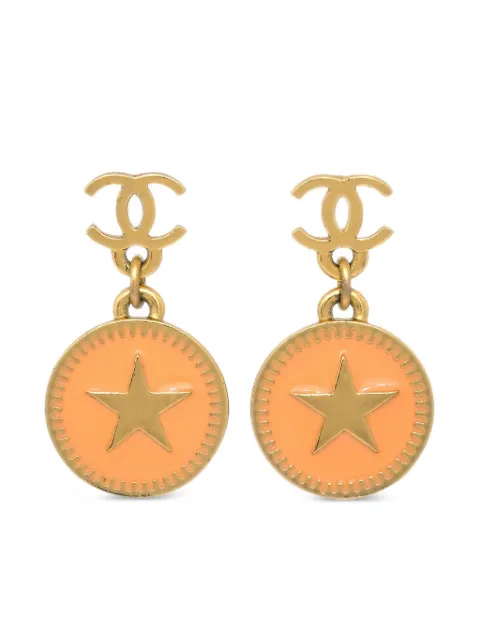 CHANEL Pre-Owned 2001 CC pendant earrings Gold PI01P