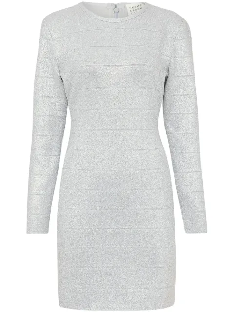 Hervé Léger metallic long-sleeve minidress Silver 46MDI8456469