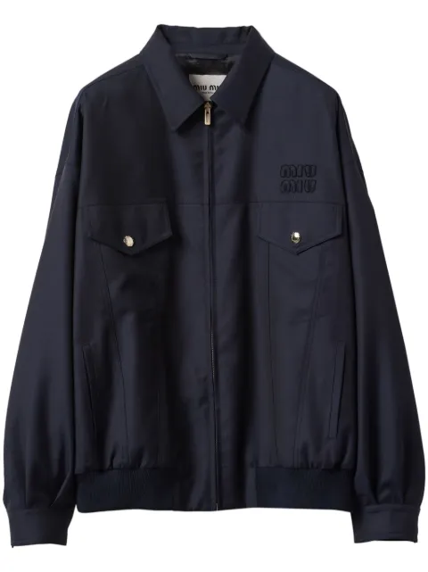 Miu Miu Batavia wool bomber jacket Blue ML1059SOOO11AD