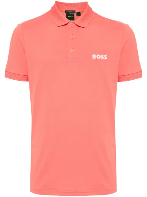 BOSS logo-appliqué short-sleeve polo shirt Pink 50512789