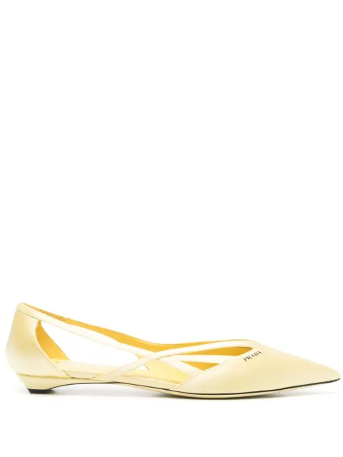 Prada cut out-detail ballet flats Yellow 1F732NFD015049