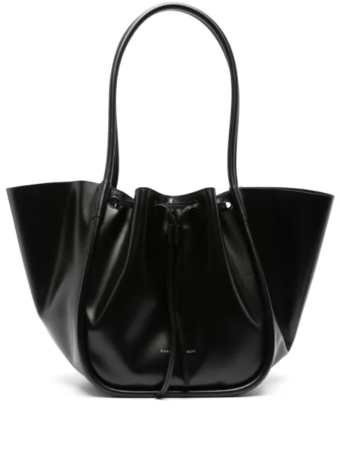 Proenza Schouler large Ruched leather tote bag Black HB243067C524S