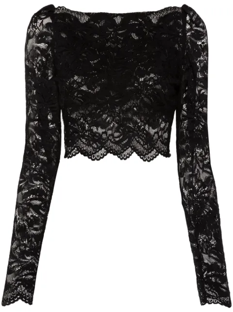 Rabanne floral-lace cropped top Black 24AJTO845PA0170