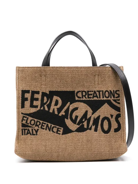 Ferragamo medium logo-embroidered tote bag Neutrals 773813