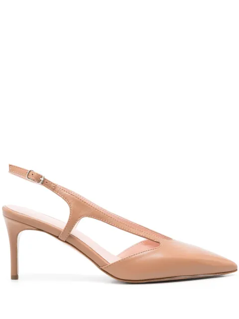 Anna F. 75mm slingback leather pumps Brown 1700
