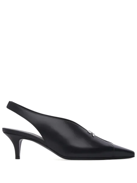 Courrèges leather slingbacks with logo plaque Black 324SPP015CV0033