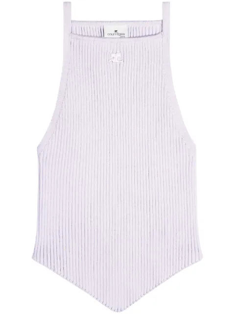 Courrèges Pointy rib-knit tank top Purple 123MTO042FI0001