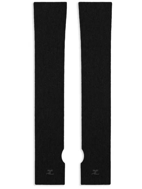 Courrèges ribbed wool mittens Black 324MGT021FI0062