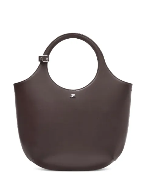 Courrèges medium Holy leather tote bag Brown 324GSA116CR0065