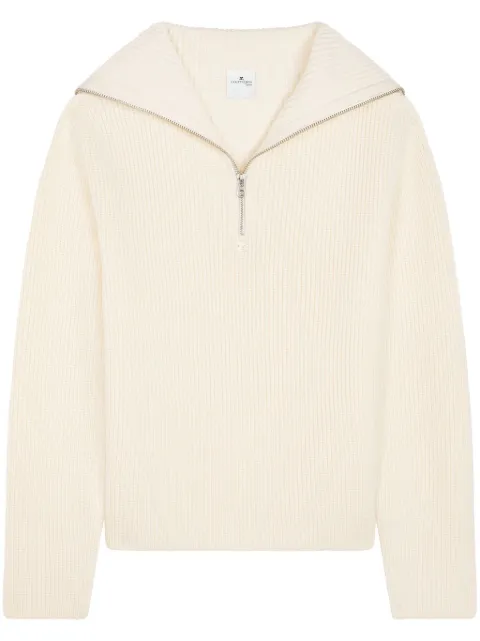 Courrèges ribbed-knit hooded sweater Neutrals 324MPU182FI0036