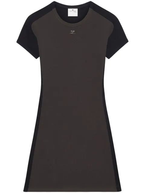Courrèges contrast-frame cotton mini dress Brown 324JRO448JS0070