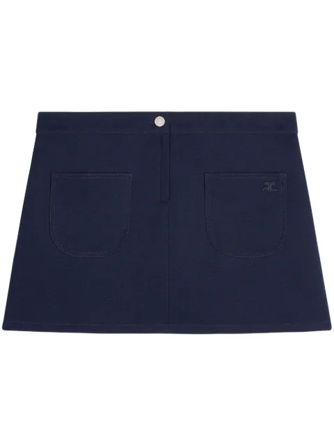 Courrèges logo-appliqué twill mini skirt Blue VESCJU188PL0007