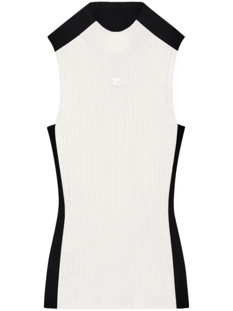Courrèges Contrast Frame ribbed tank top Black 324MTO336FI0001