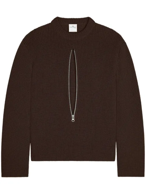 Courrèges zipped ribbed wool sweater Brown 324MPU188FI0036