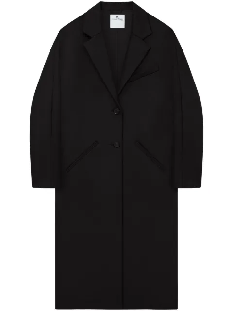 Courrèges Cocoon logo-appliqué coat Black 324CMA154WO0034