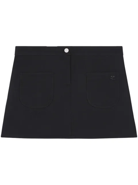 Courrèges logo-appliqué twill mini skirt Black VESCJU188PL0007