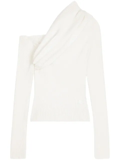 Courrèges logo-embroidered ribbed jumper White 324MPU189FI0001