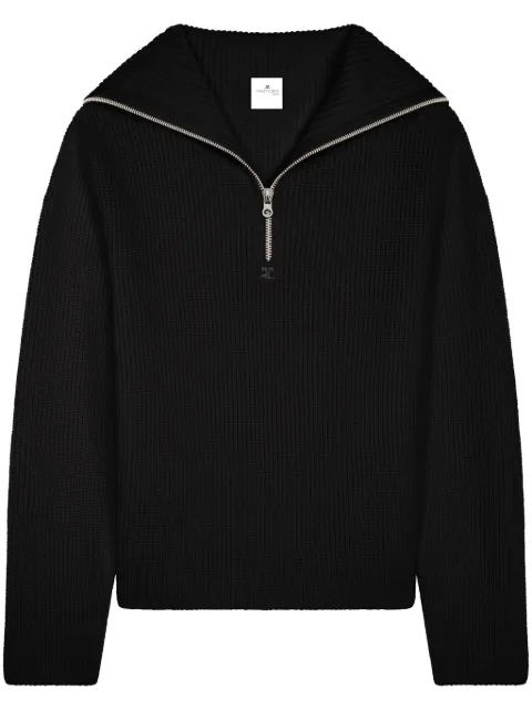 Courrèges ribbed wool hooded sweater Black 324MPU182FI0036