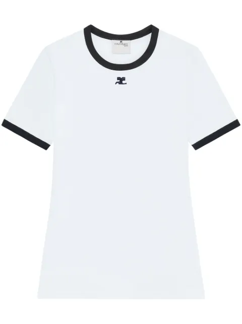 Courrèges contrasting-trim cotton T-shirt White 223JTS017JS0070