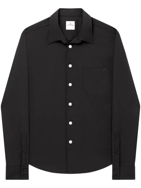 Courrèges logo-appliqué twill oversized shirt Black VESCCH030PL0056