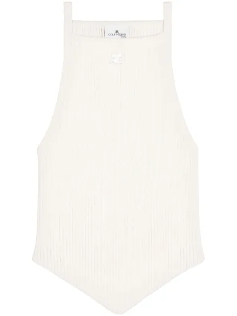Courrèges pointy rib-knit top White VESMTO042FI0001
