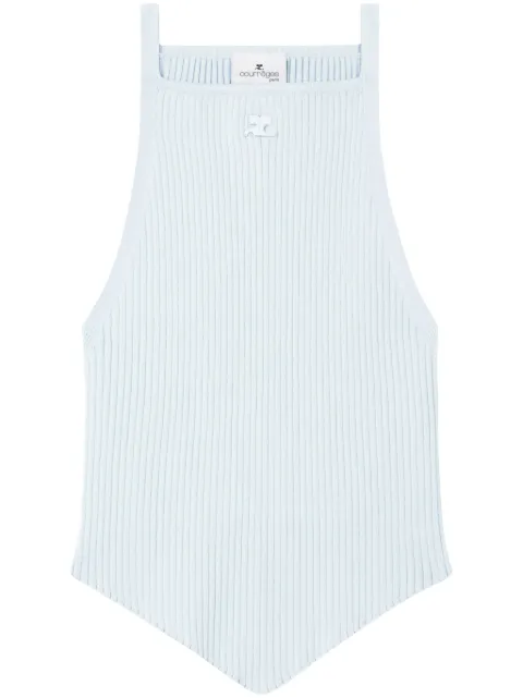 Courrèges Pointy rib-knit tank top Blue 123MTO042FI0001