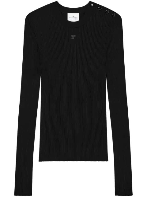 Courrèges logo-embroidered ribbed jumper Black VESMPU187FI0001